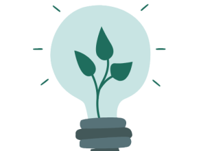 Lightbulb with seedling inside